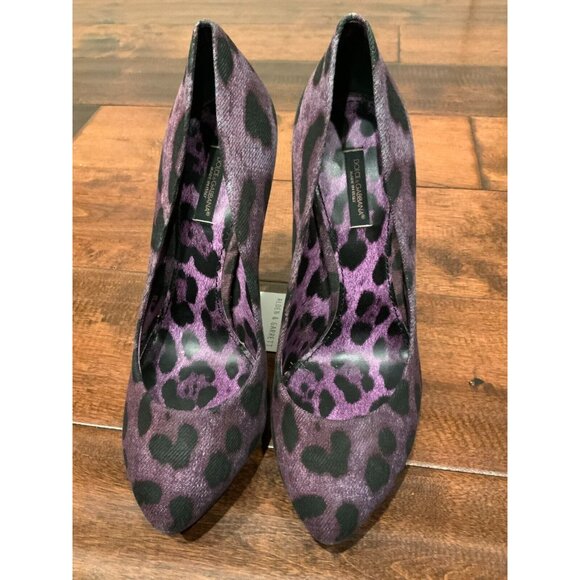 Dolce & Gabbana Purple & Black Animal Print High Heels, Size 8 (US), 38 (EUR) - Picture 2 of 9